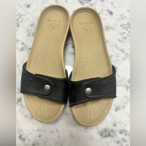 Crocs slides for women size 8 worn one time very comfortable. Black.